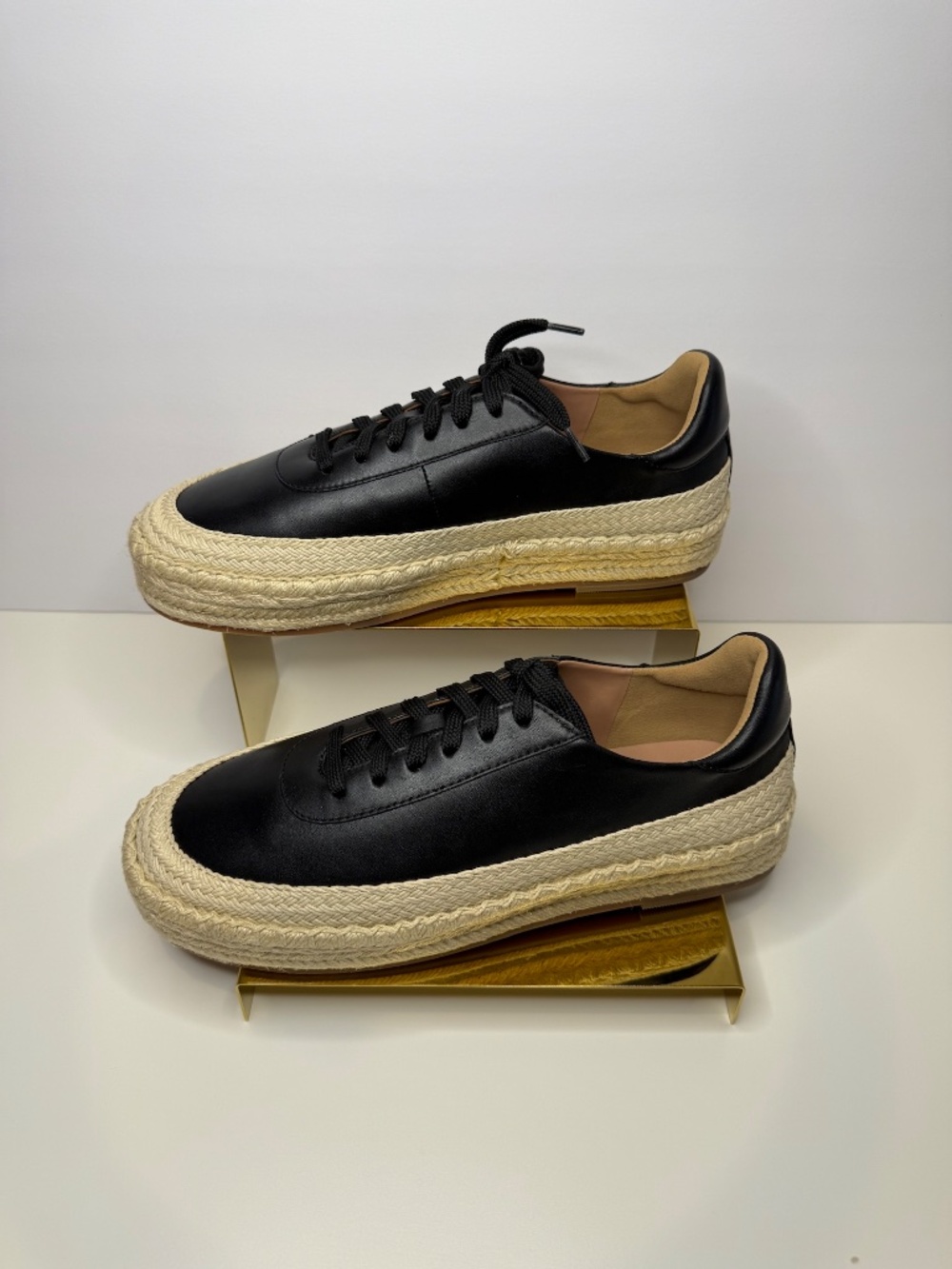 Linea Paolo Selma Black Leather Platform Sneaker 9M